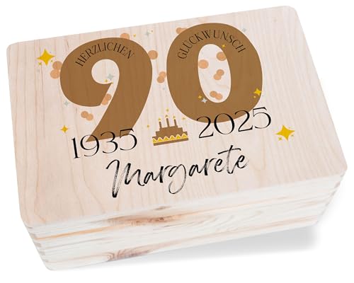 Erinnerungsbox - Holzkiste zum 90. Geburtstag Geschenkbox mit Namen für Männer & Frauen | Ideal für Geburtstagskarten zum 90ten, Geldgeschenke & persönliche Geschenke | Geschenkverpackung für den Erinnerungsbox - Holzkiste zum 90. Geburtstag Geschenkbox mit Namen für Männer & Frauen | Ideal für Geburtstagskarten zum 90ten, Geldgeschenke & persönliche Geschenke | Geschenkverpackung für den von Geschenk mit Namen personalisiert by Shirtracer