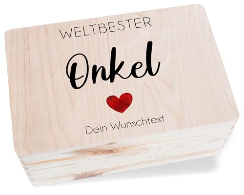 Erinnerungsbox - Personalisierbare Holzkiste mit Weltbester Onkel | Geschenkidee für Onkel | Toll für Weihnachten Geburtstag - 30 x 20 x 14 - Holz - naturholz holzbox Erinnerungsbox - Personalisierbare Holzkiste mit Weltbester Onkel | Geschenkidee für Onkel | Toll für Weihnachten Geburtstag - 30 x 20 x 14 - Holz - naturholz holzbox von Geschenk mit Namen personalisiert by Shirtracer