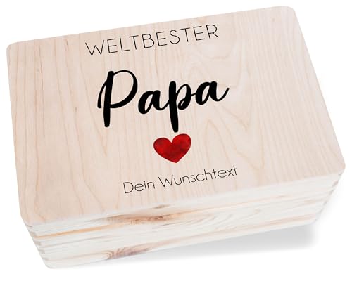 Erinnerungsbox - Personalisierbare Holzkiste mit Weltbester Papa | Geschenkidee für Papa | Weihnachten Vatertag Geburtstag - 30 x 20 x 14 - Holz - Box Bester Spruch der Beste Gift Erinnerungsbox - Personalisierbare Holzkiste mit Weltbester Papa | Geschenkidee für Papa | Weihnachten Vatertag Geburtstag - 30 x 20 x 14 - Holz - Box Bester Spruch der Beste Gift von Geschenk mit Namen personalisiert by Shirtracer