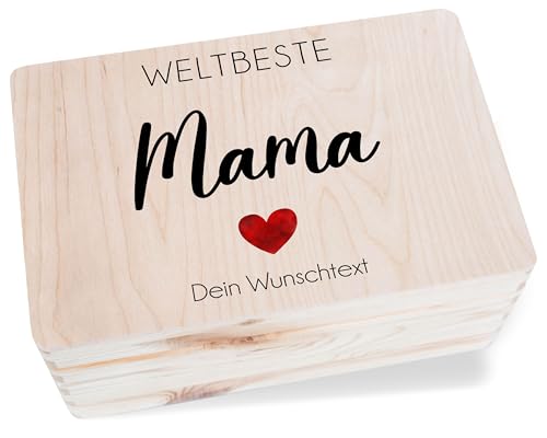 Erinnerungsbox - Weltbeste Mama Holzkiste | Individuell mit Text anpassbar | Geschenk zu Muttertag Geburtstag und Weihnachten - 30 x 20 x 14 - Holz - Mamas Box kiste für Mutter Beste von Geschenk mit Namen personalisiert by Shirtracer