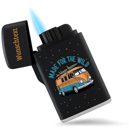 Feuerzeug - Camping Geschenk Made for The wild Camperbus Sturmfeuerzeug Retrobus I Oldtimer Van Motiv Geschenk Campingfreunde - 6,5 x 4 cm - Schwarz - Bus Feuerzeug - Camping Geschenk Made for The wild Camperbus Sturmfeuerzeug Retrobus I Oldtimer Van Motiv Geschenk Campingfreunde - 6,5 x 4 cm - Schwarz - Bus von Geschenk mit Namen personalisiert by Shirtracer
