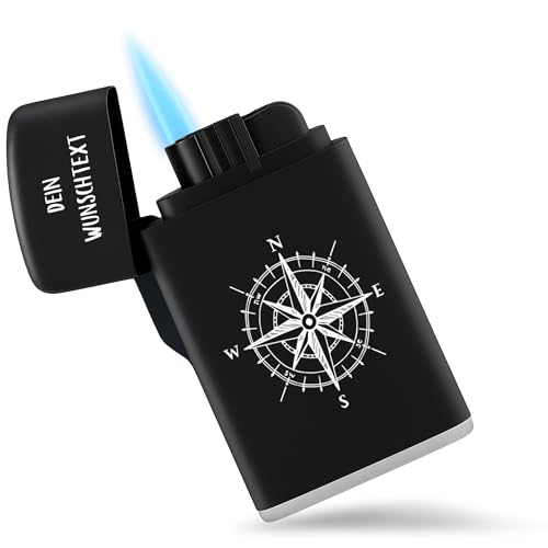 Feuerzeug Sturmfeuerzeug - Kompass Motiv mit Wunschtext personalisiert I Windrose Geschenk Segler I Outdoor Geschenke Reiselust Geschenkidee maritim - 6,5 x 4 cm - Schwarz Feuerzeug Sturmfeuerzeug - Kompass Motiv mit Wunschtext personalisiert I Windrose Geschenk Segler I Outdoor Geschenke Reiselust Geschenkidee maritim - 6,5 x 4 cm - Schwarz von Geschenk mit Namen personalisiert by Shirtracer