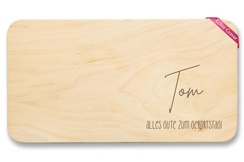 Frühstücksbrettchen Holz - Alles Gute zum Geburtstag mit Namen - 22x12 - Holz von Geschenk mit Namen personalisiert by Shirtracer