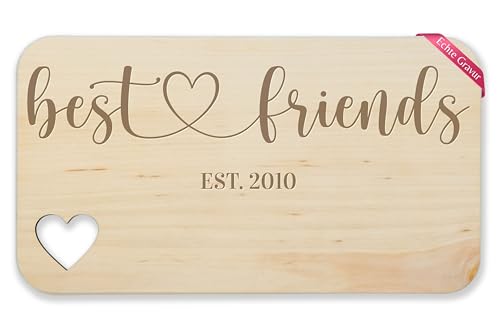 Frühstücksbrettchen Holz Herz - Geschenk Best Friends est Jahreszahl I Geschenkidee Freunde I BFF Weihnachten Freundin - 22,5x12,5 - Holz - brettchen freundschaft personalisierte geschenke beste von Geschenk mit Namen personalisiert by Shirtracer
