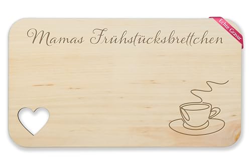 Holz Herz - Mutti Geschenk Mama Geschenkidee Geburtstag Weihnachten Mamas Frühstücksbrettchen - 22,5x12,5 - Holz - für von Geschenk mit Namen personalisiert by Shirtracer