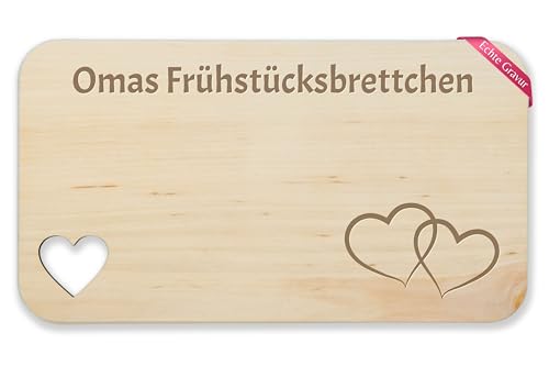 Holz Herz - Großmutter - Omi Geschenk Oma Geburtstag Weihnachten Omas Frühstücksbrettchen - 22,5x12,5 - Holz - geschenkideen für foto zu fuer geschenke zum von enkelkind von Geschenk mit Namen personalisiert by Shirtracer