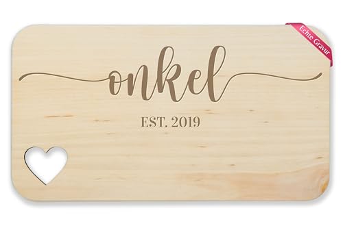 Frühstücksbrettchen Holz Herz - Onkel est Geschenk für Onkel Weihnachten Geburtstag Weihnachtsgeschenkidee - 22,5x12,5 - Holz von Geschenk mit Namen personalisiert by Shirtracer