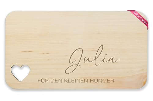 Frühstücksbrettchen Holz Herz - Statement - Für den kleinen Hunger I Zeit Geschenk Pausen Brett I Brotzeitbrett - 22,5x12,5 - Holz - vesperbrett brotzeitbretter brettchen von Geschenk mit Namen personalisiert by Shirtracer