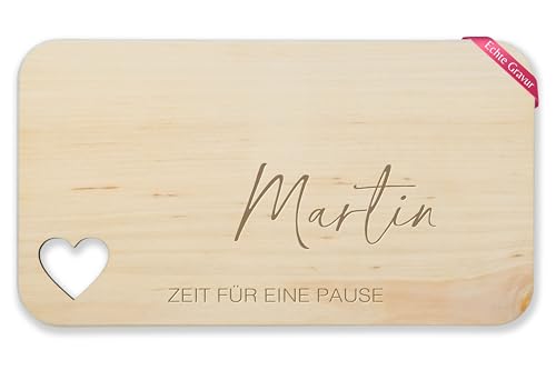 Frühstücksbrettchen Holz Herz - Statement - Zeit für eine Pause I Geschenk Pausen Brett I Brotzeitbrett - 22,5x12,5 - Holz - vesperbrett brotzeit bretter von Geschenk mit Namen personalisiert by Shirtracer