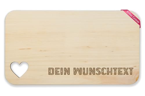 Frühstücksbrettchen Holz Herz - Wunschtext Text Gravur - 22,5x12,5 - Holz - jausenbrett personalisiertes selbst gestalten frühstücksbrett name dem personalisiertem frühstücksbretter und datum von Geschenk mit Namen personalisiert by Shirtracer