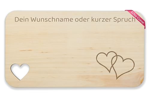 Frühstücksbrettchen Holz - Wunschtext - Herz Motiv Geschenk Liebe mit Name Text Spruch individuelle Gravur - 22,5x12,5 - Holz - ich dich jausenbrett selbst gestalten personalisiertes dem von Geschenk mit Namen personalisiert by Shirtracer