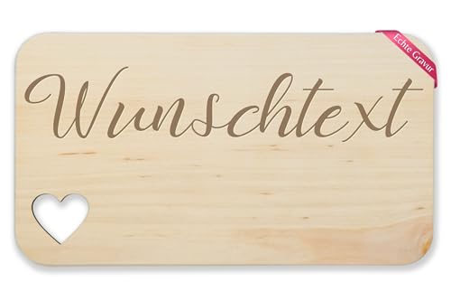 Frühstücksbrettchen Holz Herz - Wunschtext - Gravur Personalisierte Personalisiertes Geschenk - 22,5x12,5 - Holz - text selbst gestalten personalisiertem jausenbrett name und datum dem von Geschenk mit Namen personalisiert by Shirtracer