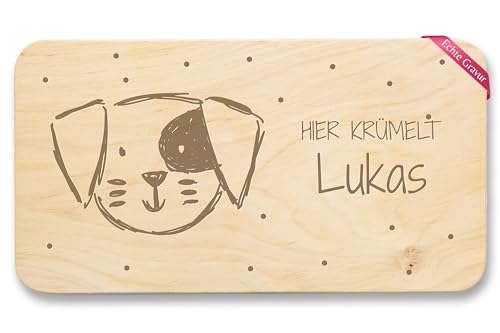 Frühstücksbrettchen Holz Natur - Hund I Tier Motiv I Hunde Kinder Geschenk mit Name - 22x12 - Holz - brett kind personalisierte geschenke hundeliebhaber hundebesitzer tiermotiv brettchen von Geschenk mit Namen personalisiert by Shirtracer