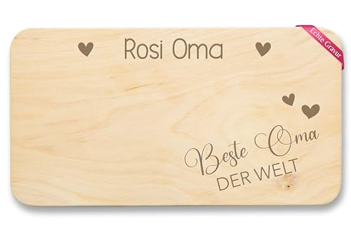 Frühstücksbrettchen Holz - Großmutter - Beste Oma der Welt Geschenk für Omi Geschenkideen - 22x12 - Holz - geschenke weihnachten von enkelkind zum geburtstag omas brettchen zu brett von Geschenk mit Namen personalisiert by Shirtracer