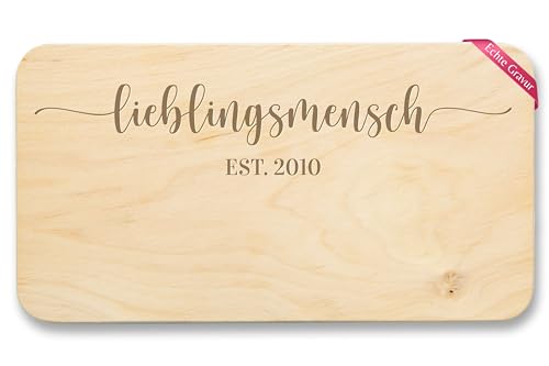 Frühstücksbrettchen Holz Natur - Pärchen - Geschenk Lieblingsmensch est Jahreszahl I Freundschaft Geschenkidee Partnerschaft I Beziehung - 22x12 - Holz - geschenke lieblingsmenschen von Geschenk mit Namen personalisiert by Shirtracer