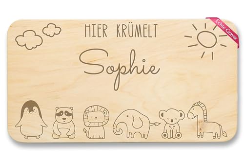 Frühstücksbrettchen Holz Natur - Tiere - Hier krümelt Name I Pinguin I Pandabär I Löwe I Elefant I Tiger I Zebra - 22x12 - Holz - brotzeitbrett kinder kinderbrettchen tier zoo frühstücksbrett Frühstücksbrettchen Holz Natur - Tiere - Hier krümelt Name I Pinguin I Pandabär I Löwe I Elefant I Tiger I Zebra - 22x12 - Holz - brotzeitbrett kinder kinderbrettchen tier zoo frühstücksbrett von Geschenk mit Namen personalisiert by Shirtracer