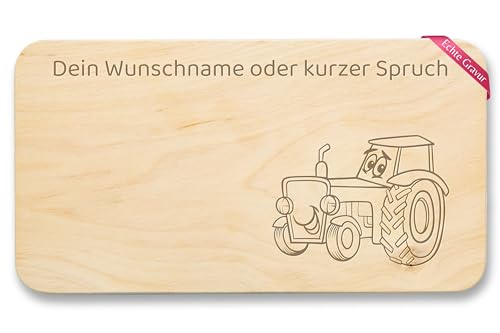 Frühstücksbrettchen Holz Natur - Traktor Motiv I Geschenk Bauer Kinder mit Name I Text I Spruch individuelle Gravur - 22x12 - Holz - kind personalisiertes brotzeitbrett trecker frühstücksbrett Frühstücksbrettchen Holz Natur - Traktor Motiv I Geschenk Bauer Kinder mit Name I Text I Spruch individuelle Gravur - 22x12 - Holz - kind personalisiertes brotzeitbrett trecker frühstücksbrett von Geschenk mit Namen personalisiert by Shirtracer