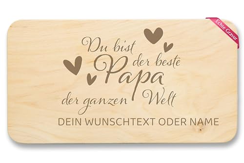 Frühstücksbrettchen Holz - Du bist der beste Papa der Welt Geschenk mit Namen Weihnachten Geschenk Väter - 22x12 - Holz - personalisierte geschenke papas bester frühstücksbrett geburtstag vater von Geschenk mit Namen personalisiert by Shirtracer