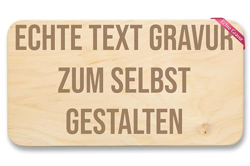 Frühstücksbrettchen Holz - Wunschtext - Echte Text Gravur zum selbst gestalten - 22x12 - Holz - personalisierte geschenke personalisiertem holzbrettchen personalisiertes frühstücksbrett von Geschenk mit Namen personalisiert by Shirtracer