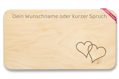 Frühstücksbrettchen Holz - Wunschtext - Herz Motiv Geschenk Liebe mit Name Text Spruch individuelle Gravur - 22x12 - Holz - liebes personalisierte geschenke selbst gestalten holzbrettchen von Geschenk mit Namen personalisiert by Shirtracer