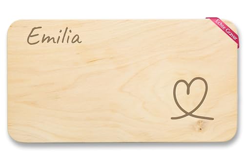 Frühstücksbrettchen Holz - Herzchen Geschenk Liebe Herz Heart Name Muttertag Vatertag Geburtstag Oma Opa Mama Papa Name - 22x12 - Holz - aus von Geschenk mit Namen personalisiert by Shirtracer