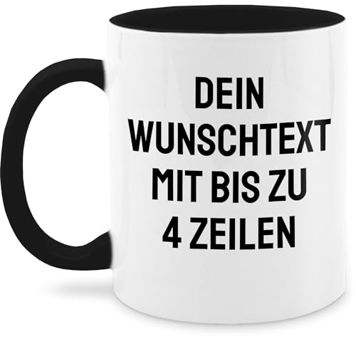 Tasse Tassen 325ml - Aufdruck selbst gestalten - Wunschtext - 325 ml - Schwarz - text beschriften lassen cup drucken eigenem schriftzug mugs name custom kaffeehäferl und datum druck teetassen von Geschenk mit Namen personalisiert by Shirtracer