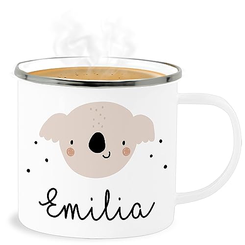 Emaille Becher Blechbecher - Süßer Koalabär Koala Koalas - 300 ml - Weiß Silber - geschenke tasse von Geschenk mit Namen personalisiert by Shirtracer