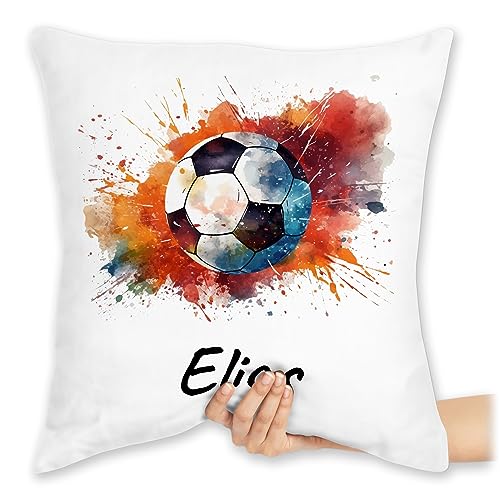 Kissen 40x40 Zierkissen - Fußball Fußballer Fußballfan Fußballerin Geschenk - 40 x 40 cm - Weiß - Fussball Geschenke+für+fußballfans Name fußballfans Fussballer Geschenke fussballgeschenk von Geschenk mit Namen personalisiert by Shirtracer