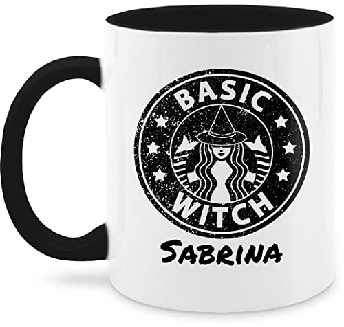 Tasse Tassen 325ml - Halloween - Coffee Witch Basic - Sterntaler Kaffee Hexe mit Wunschname - 325 ml - Schwarz - nur noch eine pflanze hexen witcher mug cup häferl personalisierte witches von Geschenk mit Namen personalisiert by Shirtracer