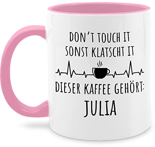 Tasse Tassen 325ml - Henkeltasse Damen bedruckt - Don't Touch - sonst Klatscht it - 325 ml - Rosa - teepott kaffeetasse spruch und personalisierte nur noch eine pflanze kaffeetassen kaffe name von Geschenk mit Namen personalisiert by Shirtracer