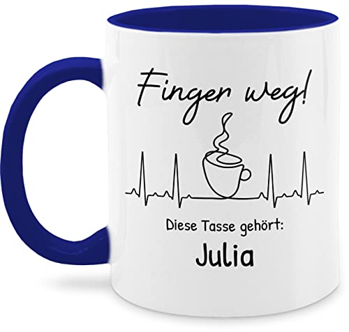 Tassen 325ml - Henkeltasse Damen bedruckt - Finger weg diese Tasse gehört - 325 ml - Dunkelblau - wunschname mugs personalisierte name teetassen kaffeetasse kaffeehäferl henkeltassen kaffeebecher von Geschenk mit Namen personalisiert by Shirtracer