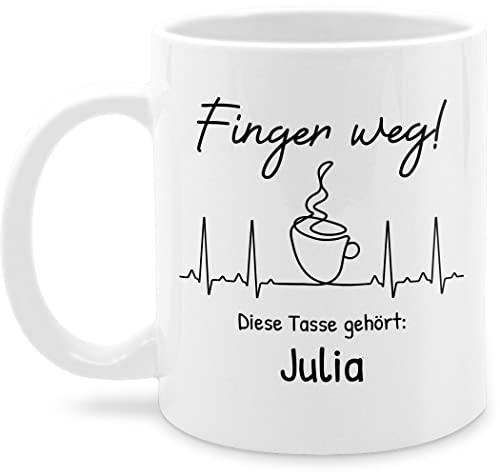 Tassen 325ml - Henkeltasse Damen bedruckt - Finger weg diese Tasse gehört - 325 ml - Weiß - kaffeetasse für freundin personalisierte kaffeetassen beschriften lassen name glühweintassen von Geschenk mit Namen personalisiert by Shirtracer