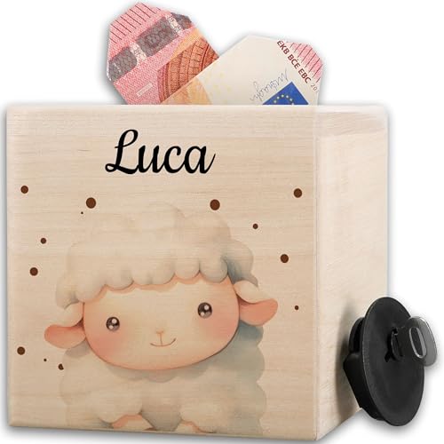 Spardose - Holzspardose süßes Schaf mit Name I Taschengeld Sparbüchse Holz Kinder Geldgeschenk I Lamm I Sheep - 10x10cm - Holz - Schafe Spardose - Holzspardose süßes Schaf mit Name I Taschengeld Sparbüchse Holz Kinder Geldgeschenk I Lamm I Sheep - 10x10cm - Holz - Schafe von Geschenk mit Namen personalisiert by Shirtracer