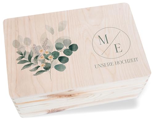 Holzkiste - Box für Umschläge Hochzeit Erinnerungsbox für Karten | Hochzeit Box Geldgeschenke - 30 x 20 x 14 - Holz - hochzeits hochzeitskartenbox brautpaar wedding wooden geschenkbox briefe von Geschenk mit Namen personalisiert by Shirtracer