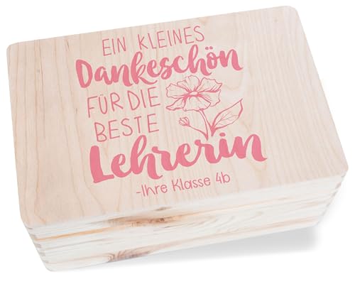 Holzkiste Erinnerungsbox - Ein Kleines Dankeschön für die Beste Lehrerin personalisiert I Danke Geschenk Lehrerin Holzbox Lehreringeschenk Abschied Lehrerinnen Geschenk Danke Weihnachten - 30 x 20 x Holzkiste Erinnerungsbox - Ein Kleines Dankeschön für die Beste Lehrerin personalisiert I Danke Geschenk Lehrerin Holzbox Lehreringeschenk Abschied Lehrerinnen Geschenk Danke Weihnachten - 30 x 20 x von Geschenk mit Namen personalisiert by Shirtracer