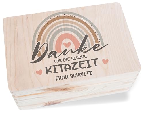 Holzkiste Erinnerungsbox - Erzieherin - Holzbox Danke für die schöne Kitazeit personalisiert I Ideen Danke Geschenk für Erzieher Geschenk Dankeschön Kita I Abschied Geschenkidee Kindergarten - 30 von Geschenk mit Namen personalisiert by Shirtracer