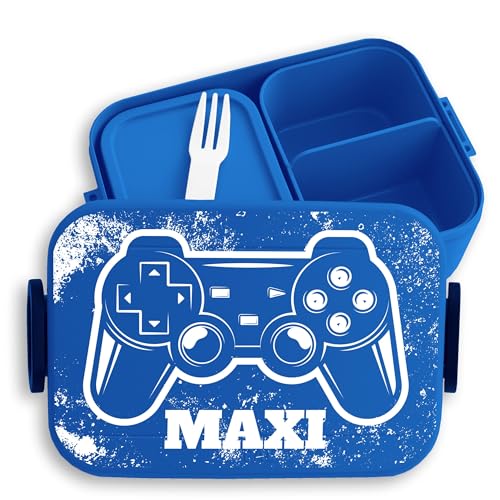 Kinder Bento Box Midi für Mepal Bentobox - Lunchbox Gaming mit Namen Brotbox Zocker Vesperdose cool Jungs I Controller I Gamer I Mädchen - 900 ml - Blau - kita brotdose junge geschenke nerds game Kinder Bento Box Midi für Mepal Bentobox - Lunchbox Gaming mit Namen Brotbox Zocker Vesperdose cool Jungs I Controller I Gamer I Mädchen - 900 ml - Blau - kita brotdose junge geschenke nerds game von Geschenk mit Namen personalisiert by Shirtracer