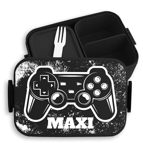 Kinder Bento Box Midi für Mepal Bentobox - Lunchbox Gaming mit Namen Brotbox Zocker Vesperdose cool Jungs I Controller I Gamer I Mädchen - 900 ml - Schwarz - kita brotdose junge geschenke nerds Kinder Bento Box Midi für Mepal Bentobox - Lunchbox Gaming mit Namen Brotbox Zocker Vesperdose cool Jungs I Controller I Gamer I Mädchen - 900 ml - Schwarz - kita brotdose junge geschenke nerds von Geschenk mit Namen personalisiert by Shirtracer