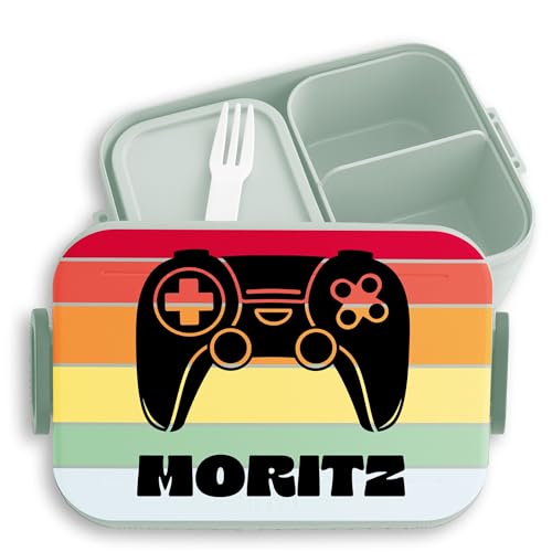 Kinder Bento Box Midi Lunchbox für Mepal Bentobox - Gaming - Controller Gamepad Game - 900 ml - Sage Grün - brotdose gamer computerfreaks lunch-box personalierte zocker computerfreak zocken von Geschenk mit Namen personalisiert by Shirtracer