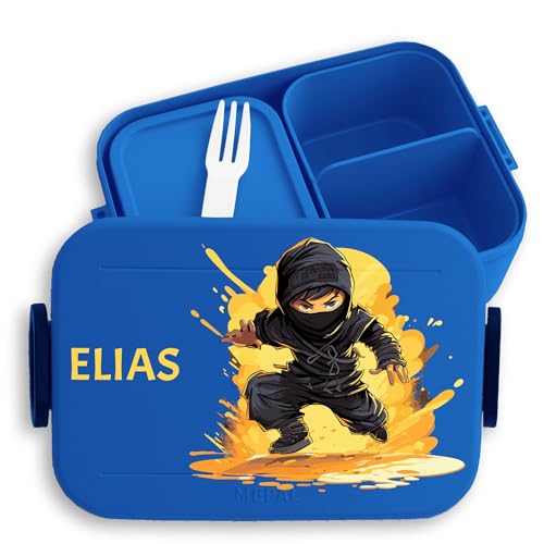 Kinder Bento Box Midi Lunchbox für Mepal Bentobox - Ninja Schattenkrieger Kampfstil - 900 ml - Blau - jausenbox junge schule brotbox brotdose schwarz vesperbox personalisierte brotzeitbox Kinder Bento Box Midi Lunchbox für Mepal Bentobox - Ninja Schattenkrieger Kampfstil - 900 ml - Blau - jausenbox junge schule brotbox brotdose schwarz vesperbox personalisierte brotzeitbox von Geschenk mit Namen personalisiert by Shirtracer