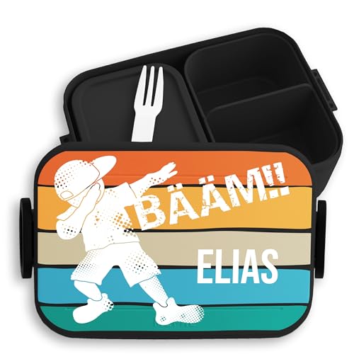 Kinder Bento Box Midi Lunchbox für Mepal Bentobox - Statement - BÄÄM Kind Dabbing Dab Jugendkultur Brotdose Jungen Trend Bewegung Cool - 900 ml - Schwarz - bääm geschenke vesperbox name von Geschenk mit Namen personalisiert by Shirtracer