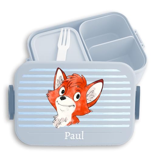 Kinder Bento Box Midi für Mepal Bentobox - Brotbox süßer Fuchs Lunchbox Fox Jungen I - 900 ml - Hellblau - brotdose fuchsmotiv name lunchboxen personalisierte füchse lunch personalierte Kinder Bento Box Midi für Mepal Bentobox - Brotbox süßer Fuchs Lunchbox Fox Jungen I - 900 ml - Hellblau - brotdose fuchsmotiv name lunchboxen personalisierte füchse lunch personalierte von Geschenk mit Namen personalisiert by Shirtracer
