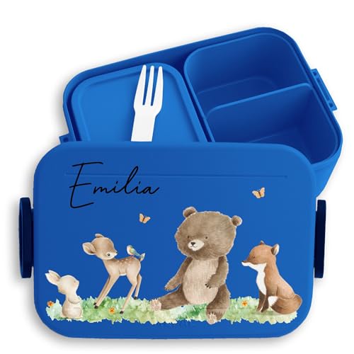 Kinder Bento Box Midi für Mepal Bentobox - Lunchbox Waldtiere Brotbox Tiere Wald Tier Hase I Reh I Bär I Fuchs - 900 ml - Blau - frühstücksbox krippe brotdose mädchen kindergarten tieren name Kinder Bento Box Midi für Mepal Bentobox - Lunchbox Waldtiere Brotbox Tiere Wald Tier Hase I Reh I Bär I Fuchs - 900 ml - Blau - frühstücksbox krippe brotdose mädchen kindergarten tieren name von Geschenk mit Namen personalisiert by Shirtracer