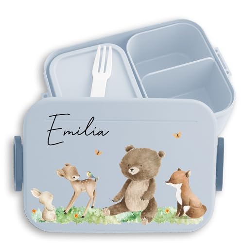 Kinder Bento Box Midi für Mepal Bentobox - Lunchbox Waldtiere Brotbox Tiere Wald Tier Hase I Reh I Bär I Fuchs - 900 ml - Hellblau - frühstücksbox krippe brotdose mädchen kindergarten tieren Kinder Bento Box Midi für Mepal Bentobox - Lunchbox Waldtiere Brotbox Tiere Wald Tier Hase I Reh I Bär I Fuchs - 900 ml - Hellblau - frühstücksbox krippe brotdose mädchen kindergarten tieren von Geschenk mit Namen personalisiert by Shirtracer