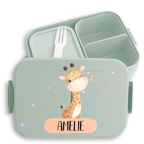 Kinder Bento Box Midi für Mepal Bentobox - Brotbox Mädchen süße Giraffe mit Name | Kindergarten Geschenk Lunchbox Giraffen Pausendose Einschulung - 900 ml - Sage Grün - jausenbox und tiere Kinder Bento Box Midi für Mepal Bentobox - Brotbox Mädchen süße Giraffe mit Name | Kindergarten Geschenk Lunchbox Giraffen Pausendose Einschulung - 900 ml - Sage Grün - jausenbox und tiere von Geschenk mit Namen personalisiert by Shirtracer