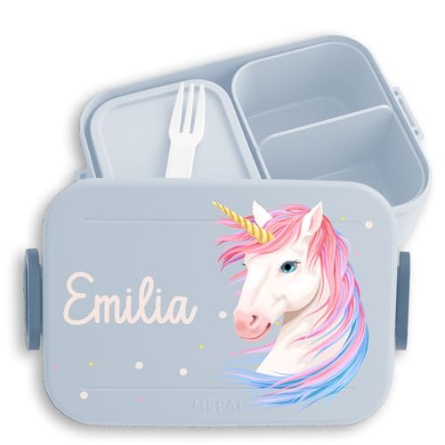 Kinder Bento Box Midi Lunchbox für Mepal Bentobox - Einhörner - Einhorn Brotdose Unicorn Vesperbox I - 900 ml - Hellblau - brotbüchse mädchen personalisierte brotboxen einhörnern Kinder Bento Box Midi Lunchbox für Mepal Bentobox - Einhörner - Einhorn Brotdose Unicorn Vesperbox I - 900 ml - Hellblau - brotbüchse mädchen personalisierte brotboxen einhörnern von Geschenk mit Namen personalisiert by Shirtracer