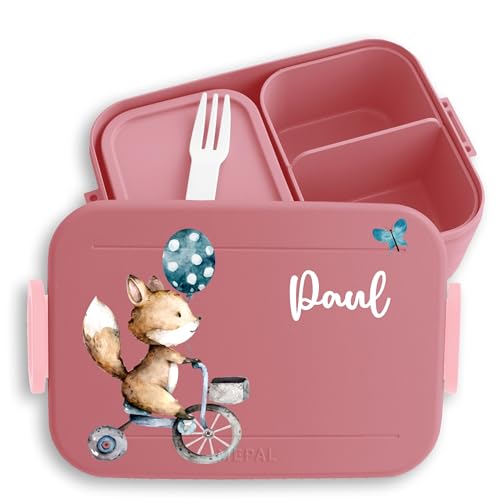 Kinder Bento Box Midi Lunchbox für Mepal Bentobox - Süßer Fuchs Füchse Waldtier Schlaufuchs Fox - 900 ml - Rosa - waldtiere brotdose fuchsmotiv brotbox mädchen kindergarten personalisierte name von Geschenk mit Namen personalisiert by Shirtracer