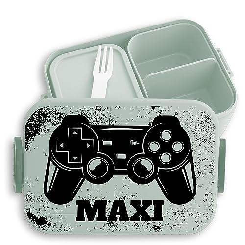 Kinder Bento Box Midi Lunchbox für Mepal Bentobox - Gaming - Controller Gamepad Zocken Gamer - 900 ml - Sage Grün - brotdosen brotdose personalierte computerfreaks bento-lunchbox computerfreak von Geschenk mit Namen personalisiert by Shirtracer