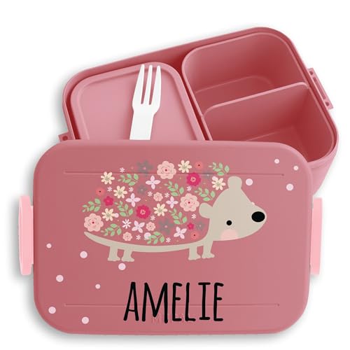 Kinder Bento Box Midi Lunchbox für Mepal Bentobox - Süßer Igel Stacheltier - 900 ml - Rosa - brotdose kita name snackbox bento-box brotdosen brotboxen beste personalisierte+brotdose brotbox von Geschenk mit Namen personalisiert by Shirtracer