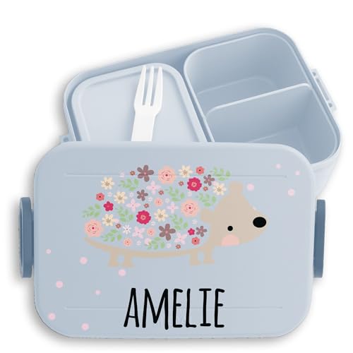 Kinder Bento Box Midi Lunchbox für Mepal Bentobox - Süßer Igel Stacheltier - 900 ml - Hellblau - brotdose kita nepal brotbox name faechern vesperbox brotdosen beste brotzeitbox von Geschenk mit Namen personalisiert by Shirtracer